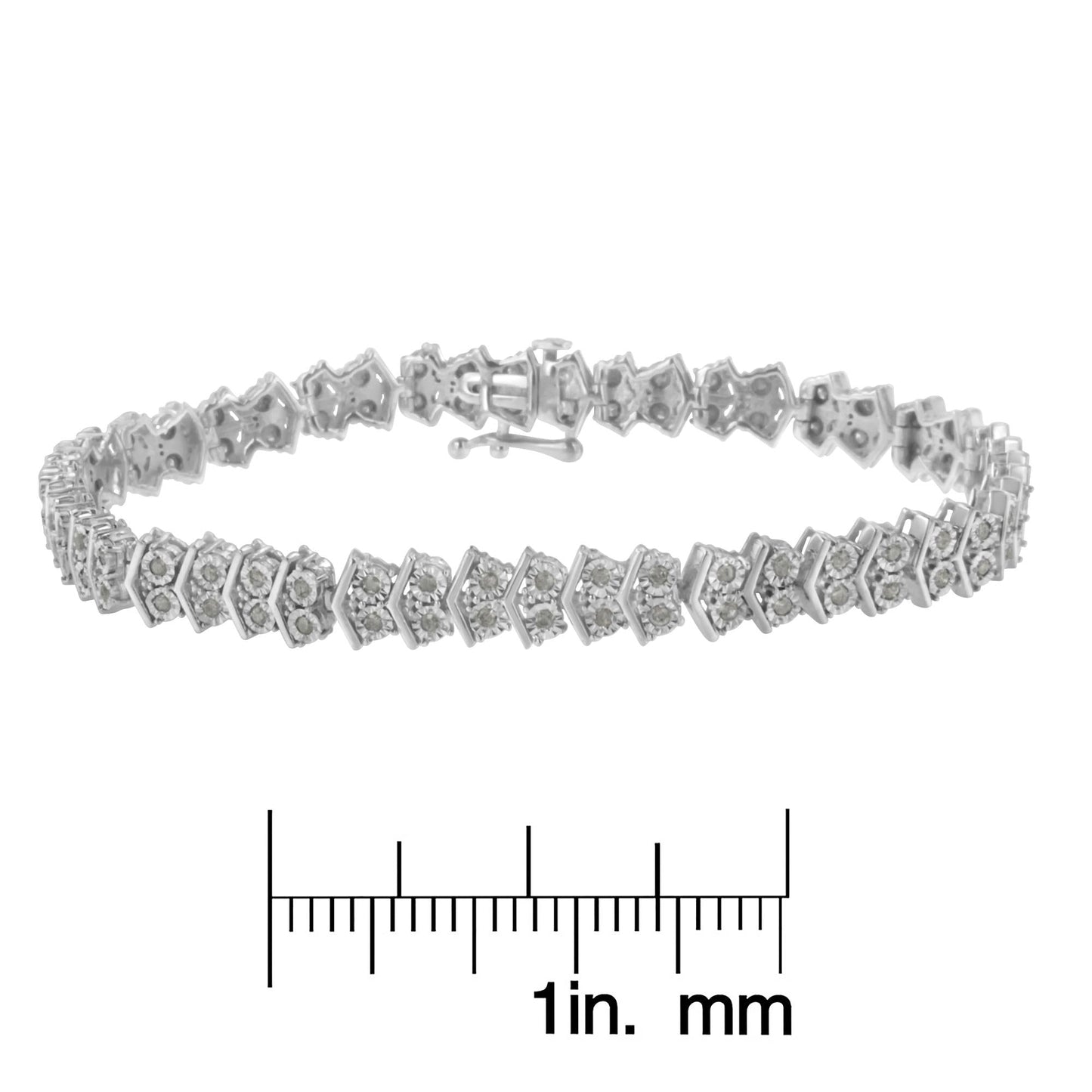 .925 Sterling Silver 1.0 cttw Diamond "Arrow" Shape Tennis Link Bracelet (I-J Color, I3 Clarity) -7.25"