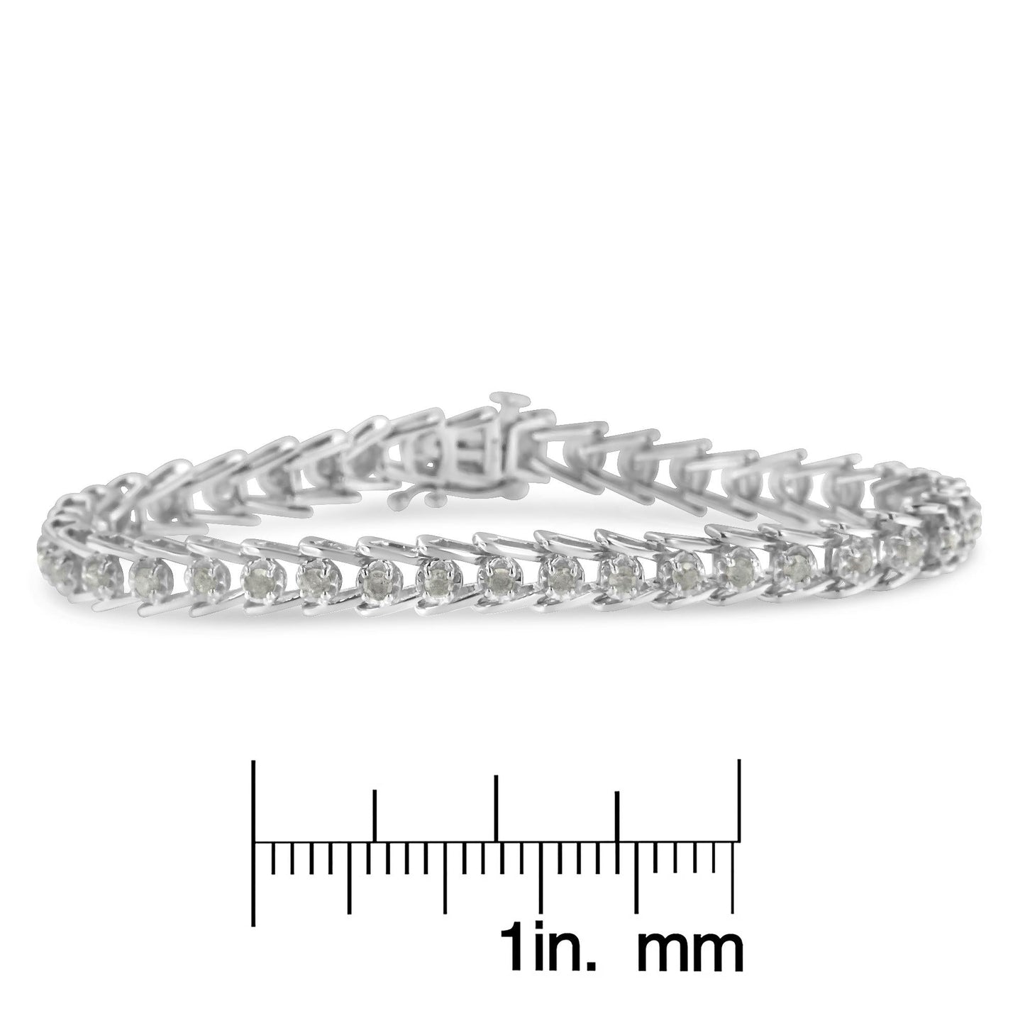 .925 Sterling Silver 2.0 Cttw Diamond Fan Link Tennis Bracelet (I-J Color, I3 Clarity) - 7”