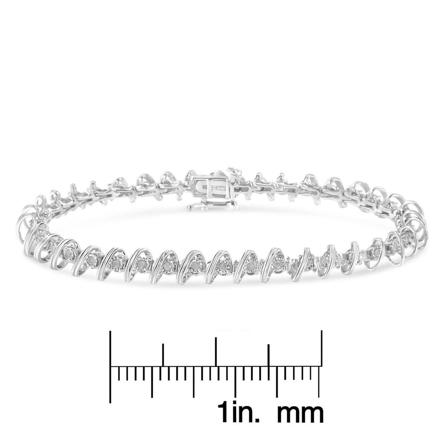 .925 Sterling Silver 1/2 Cttw Diamond Miracle-Set 7" Tennis Bracelet (I-J Color, I3 Clarity)