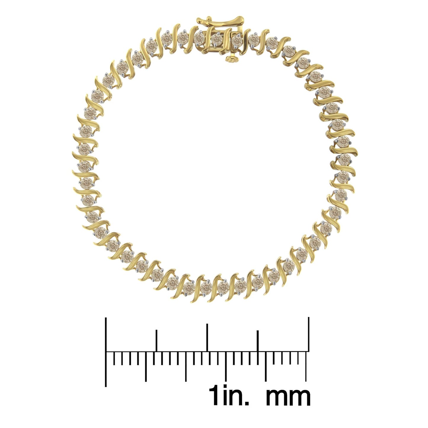 10KT Yellow Gold Diamond S-Link Bracelet (3 cttw, J-K Color, I2-I3 Clarity)