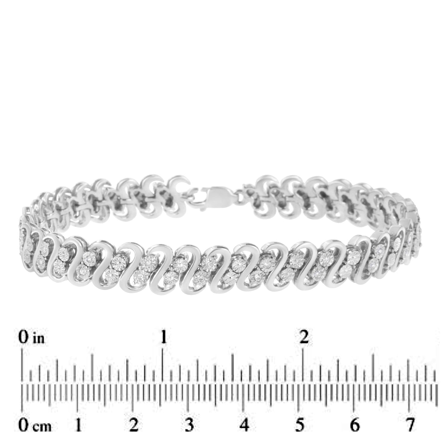 .925 Sterling Silver 1/4 Cttw Double Diamond S Link Tennis Bracelet (I-J, I2-I3) - 7.25"