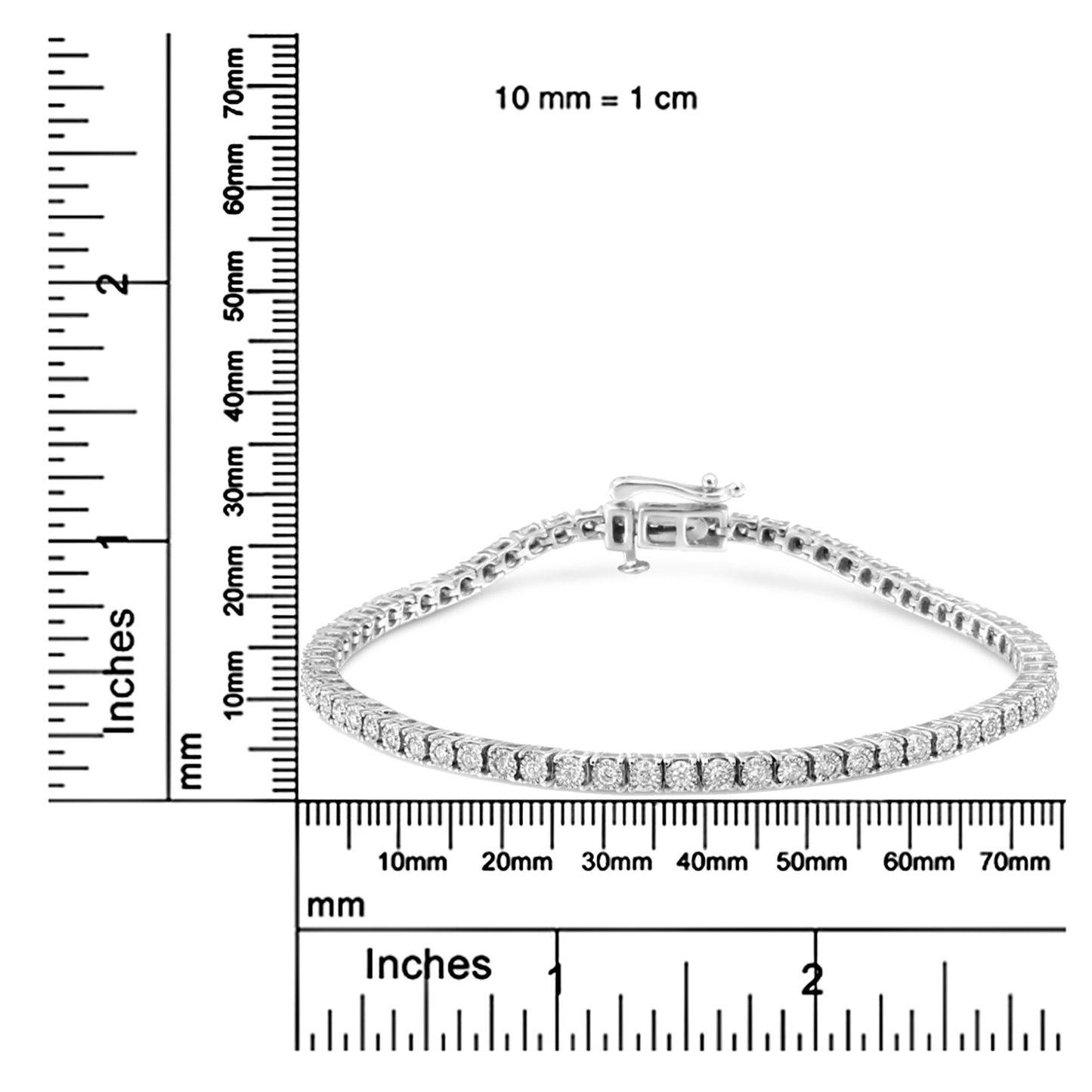 .925 Sterling Silver 1.0 Cttw Miracle Set Round-Cut Lab Grown Diamond Illusion Tennis Bracelet (F-G Color, VS2-SI1 Clarity) Size 7"