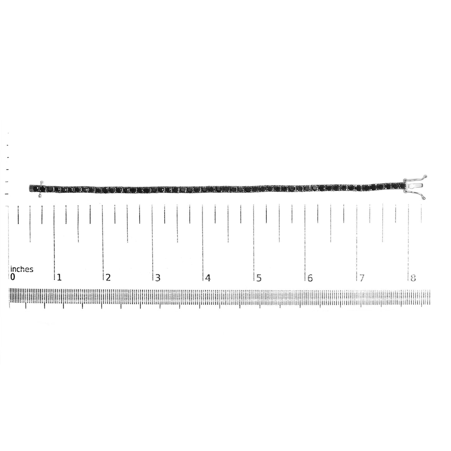 .925 Sterling Silver 4-Prong Set Treated Black Round-Cut Diamond Classic Tennis Bracelet (Black Color, I2-I3 Clarity) - 7.25"