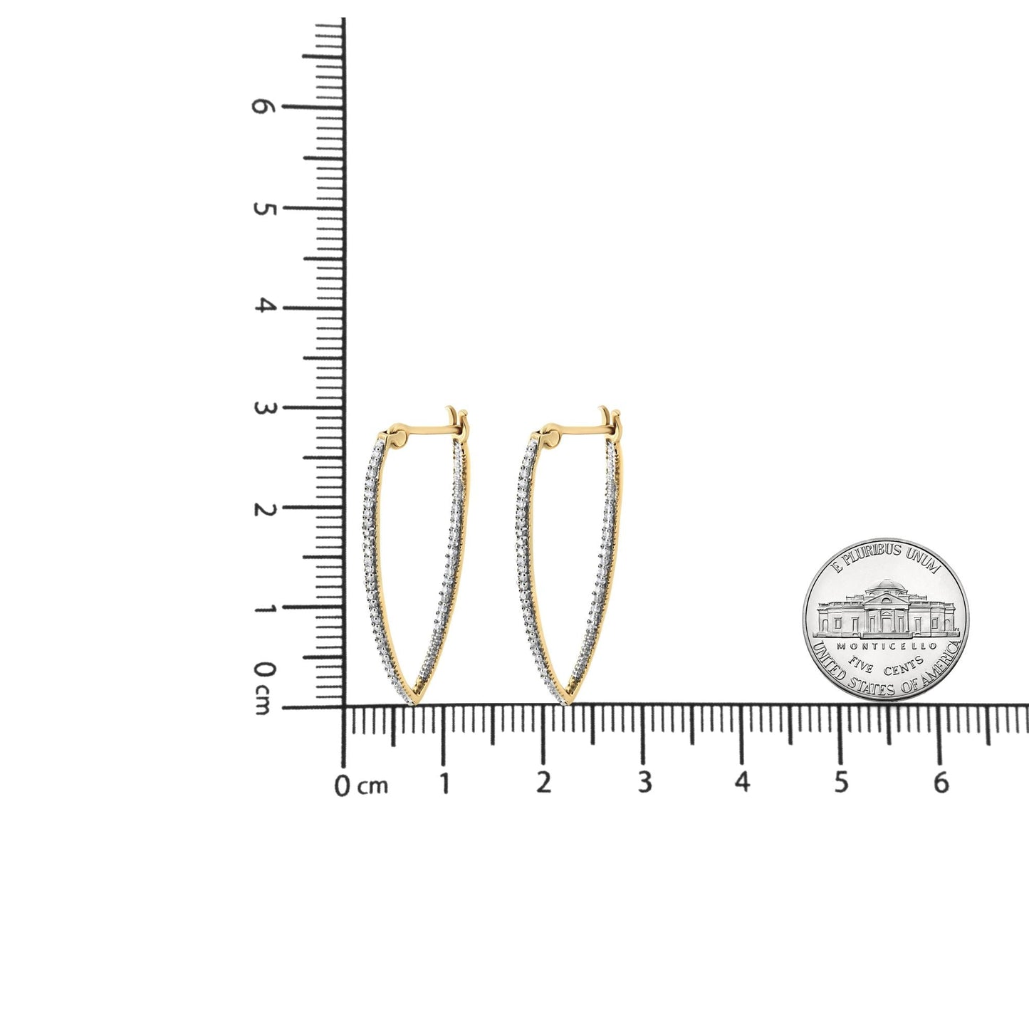 10K Yellow Gold 1/2 Cttw Prong Set Round-Cut Diamond Modern Hoop Earrings (I-J Color, SI1-SI2 Clarity)