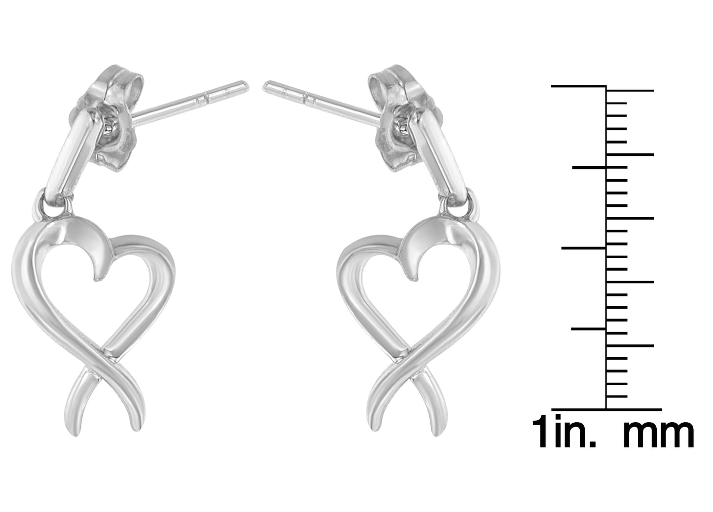 Sterling Silver Dangle-Heart Earrings