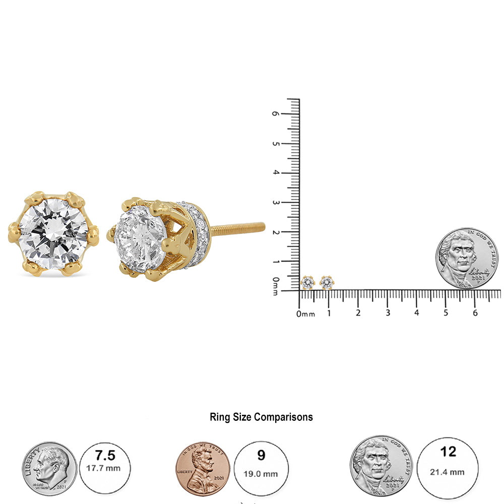 14K Gold 1/2 Cttw Round Diamond Crown Stud Earring (I-J Color, I1-I2 Clarity)