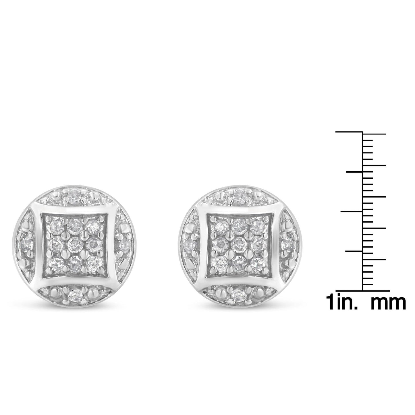 Sterling Silver Round Diamond Cluster Stud Earrings (0.35 cttw, H-I Color, I3 Clarity)