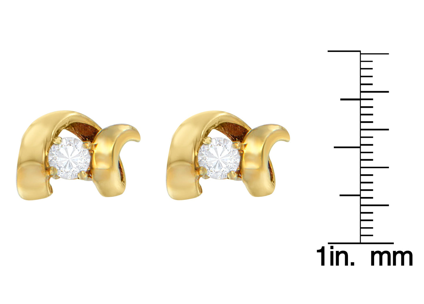 10K Gold 1/10 Cttw Round Brilliant-Cut Diamond Espira Swirls Solitaire Push Back Stud Earrings (I-J Color, I1-I2 Clarity)