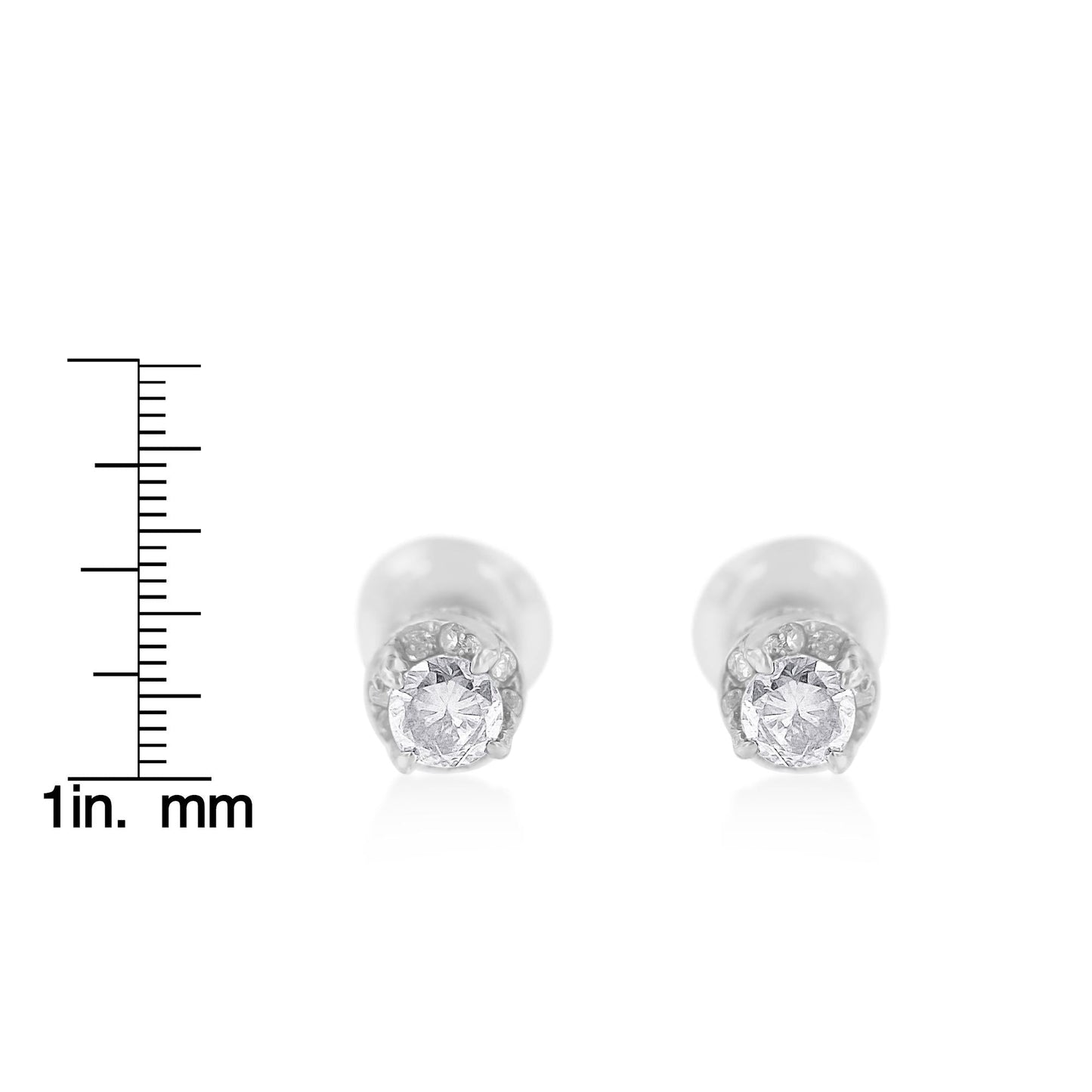 14K White Gold Treated Blue Round Cut Diamond Stud Earrings (0.5 cttw, H-I Color, SI2-I1 Clarity)