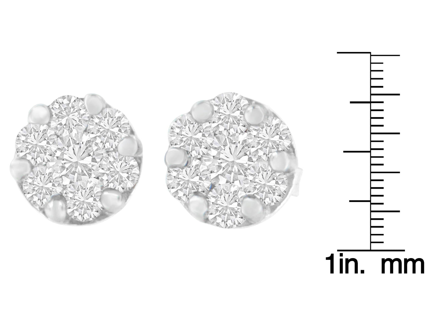 14K White Gold 1 cttw Round Cut Diamond Earrings (H-I, SI2-I1)