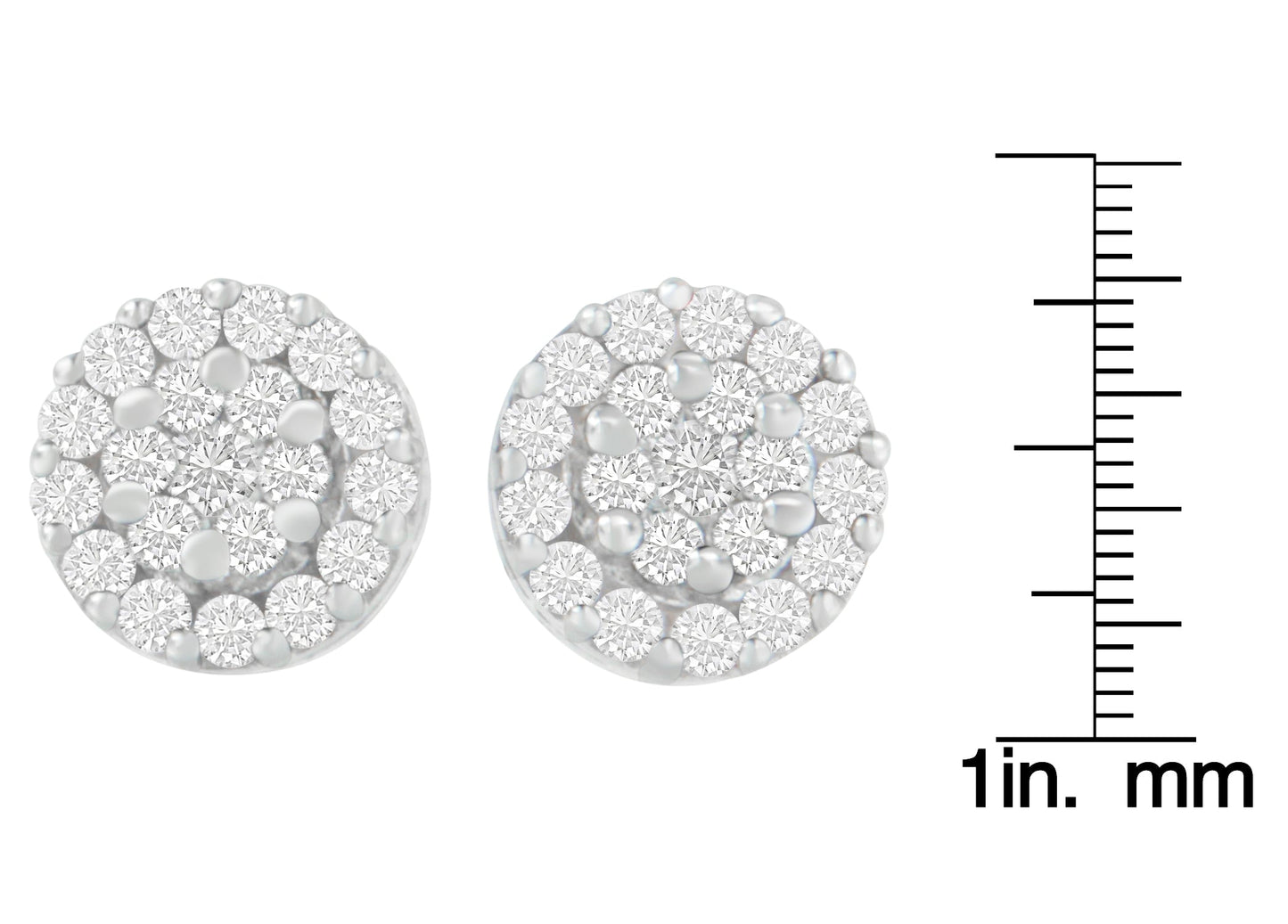 14K White Gold 3/4 cttw Round Cut Diamond Stud Earring (H-I, SI2-I1)