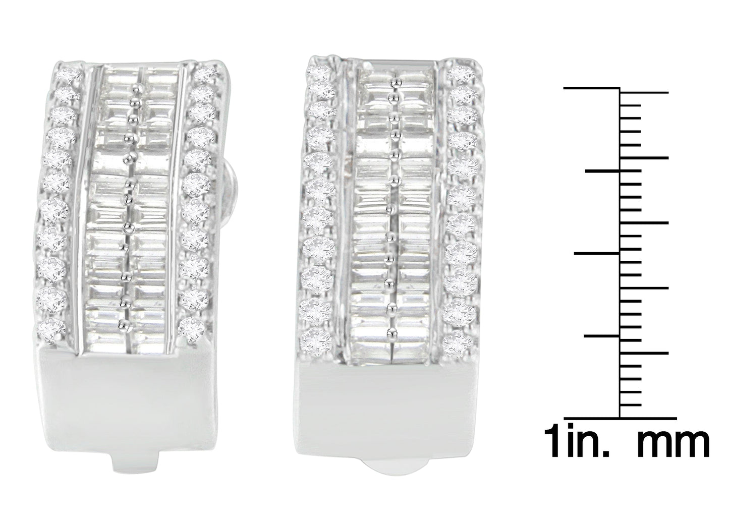 14K White Gold 1 cttw Diamond Huggy Earrings (H-I, SI2-I1)