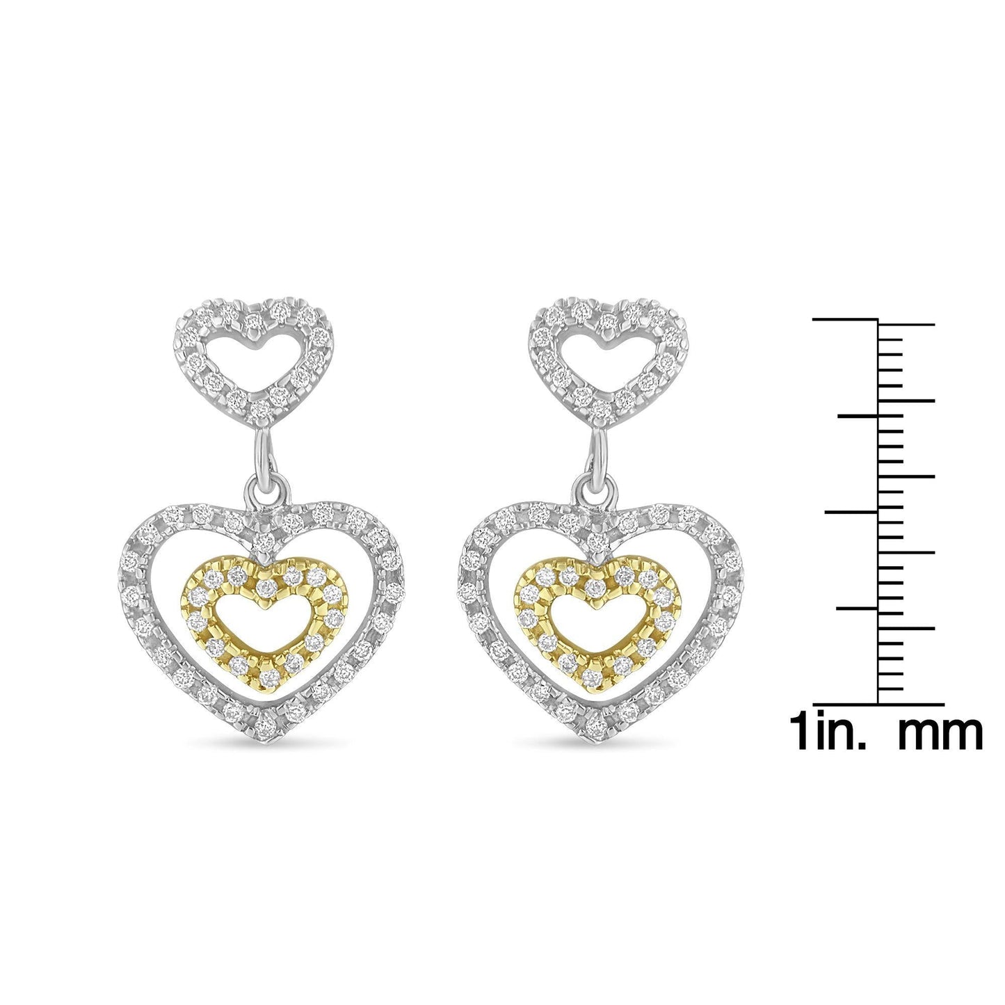 14K Two Toned 1/2 cttw Round Cut Diamond Earrings (H-I, SI1-SI2)