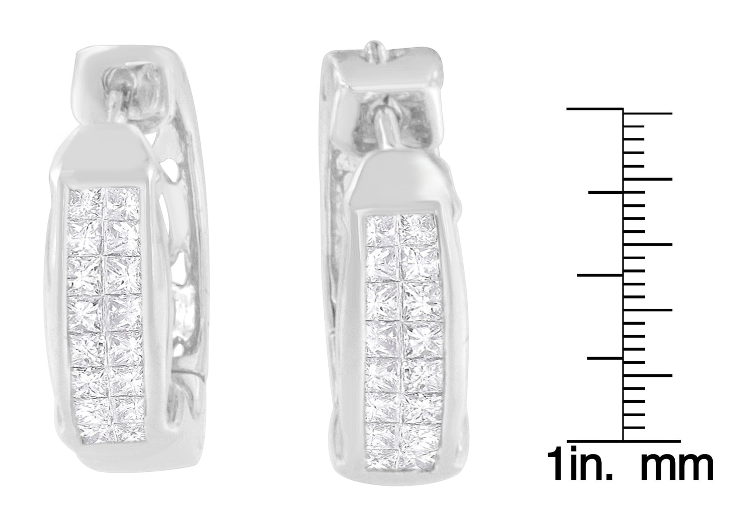 14K White Gold Princess Cut Diamond Earrings (0.57 cttw, H-I Color, SI1-SI2 Clarity)