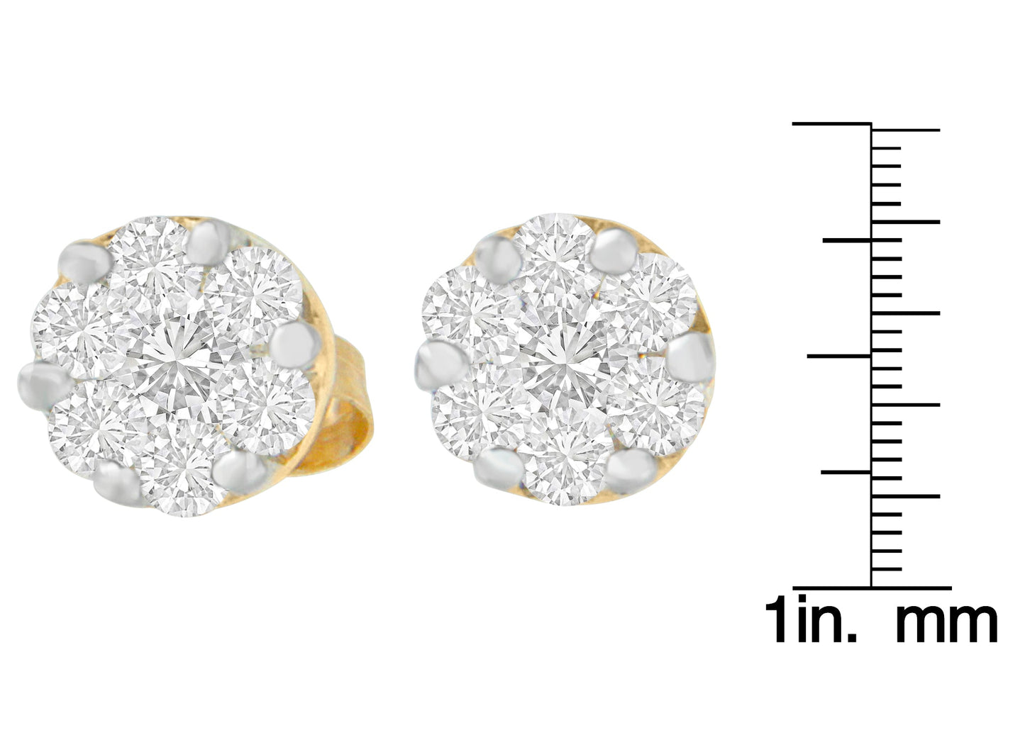 14K Yellow Gold 3/4 cttw Round Cut Diamond Stud Earring (I-J, SI2-I1)