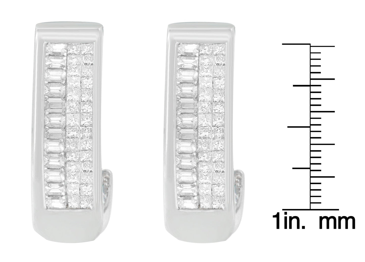 14K White Gold Baguette and Princess-cut Diamond Earrings (1 cttw, H-I Color, VS1-VS2 Clarity)