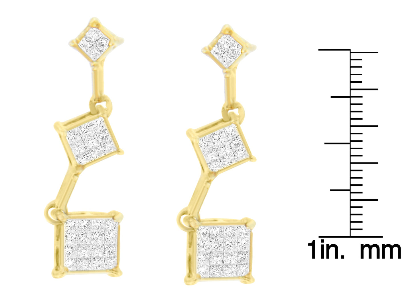 14K Yellow Gold Princess-cut Diamond Earrings (1/2 cttw, H-I Color, SI1-SI2 Clarity)