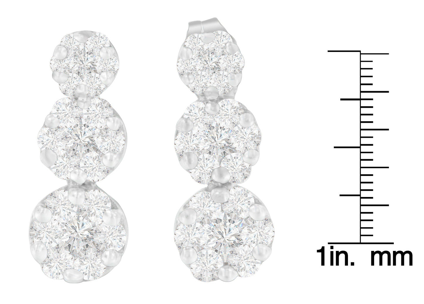 14K White Gold 1 1/2 cttw Round Cut Diamond Earrings (H-I, SI2-I1)