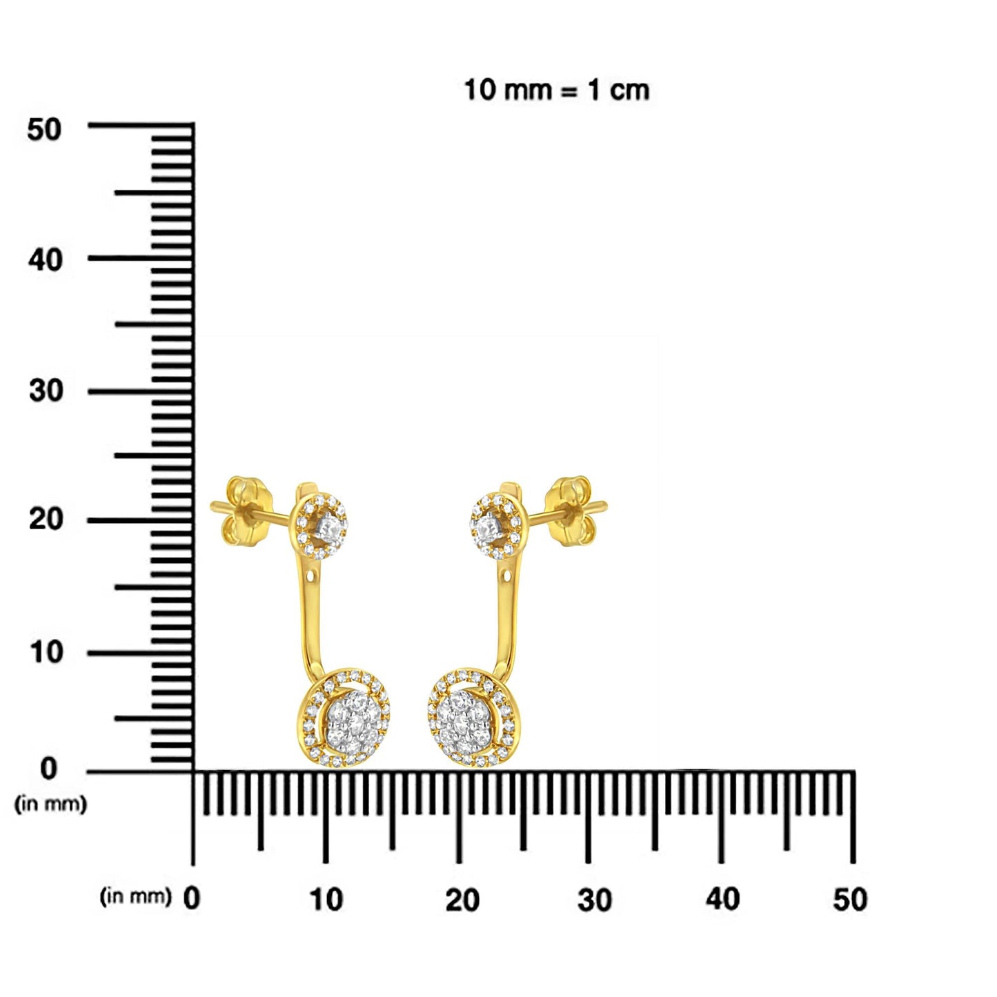 14K Yellow Gold Plated .925 Sterling Silver 5/8 Cttw Diamond Removable Stud and Dangle Earrings (I-J Color, I2-I3)