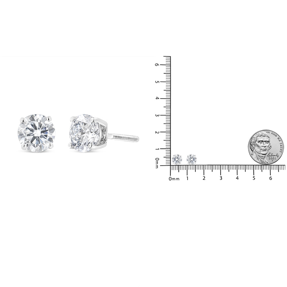 IGI Certified 14K White Gold 1 1/2 Cttw Lab Grown Diamond Solitaire Stud Earrings with Screwbacks (H-I Color, VS1-VS2 Clarity)