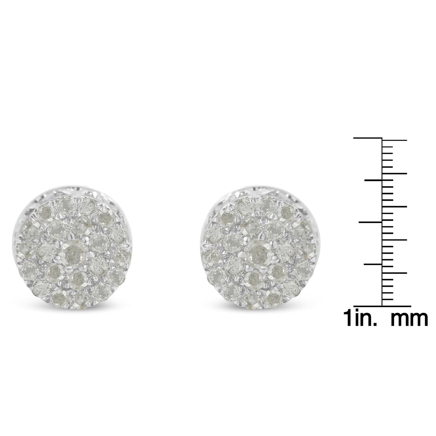 10k White Gold Diamond Cluster Stud Earrings (0.5 cttw, I-J Color, I2-I3 Clarity)