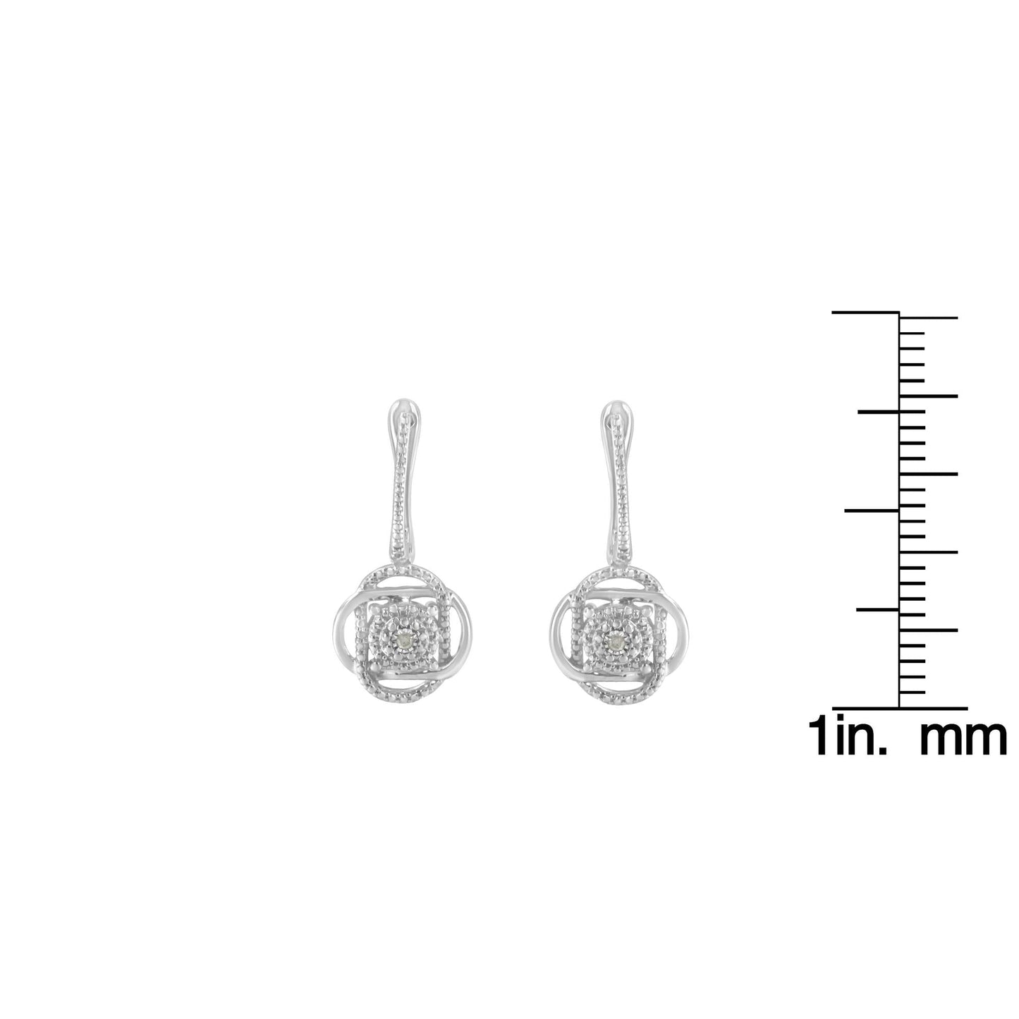 .925 Sterling-Silver Diamond Accent Floral Cluster Drop and Dangle Stud Earring (I-J Color, I3 Clarity)