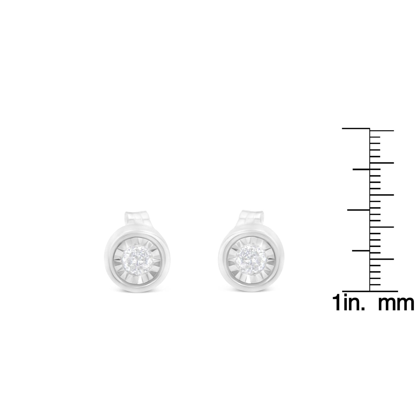 .925 Sterling Silver 1/5 Cttw Round Brilliant-Cut Near Colorless Diamond Miracle-Set Bezel Barrel Style Stud Earrings (I-J Color, I2-I3 Clarity)