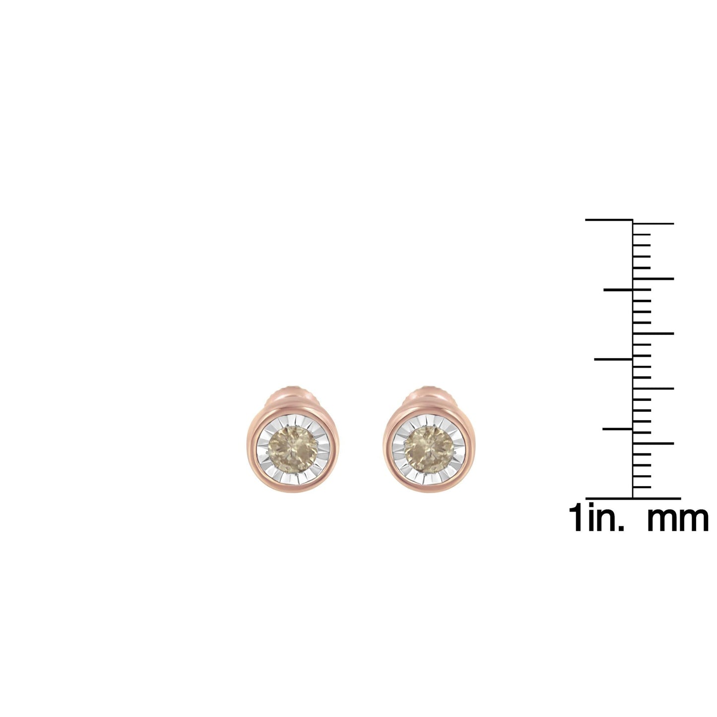 10K Rose Gold 0.40 Cttw Round Brilliant-Cut Near Colorless Diamond Miracle-Set Stud Earrings with Screw Backs (J-K Color, I2-I3 Clarity)