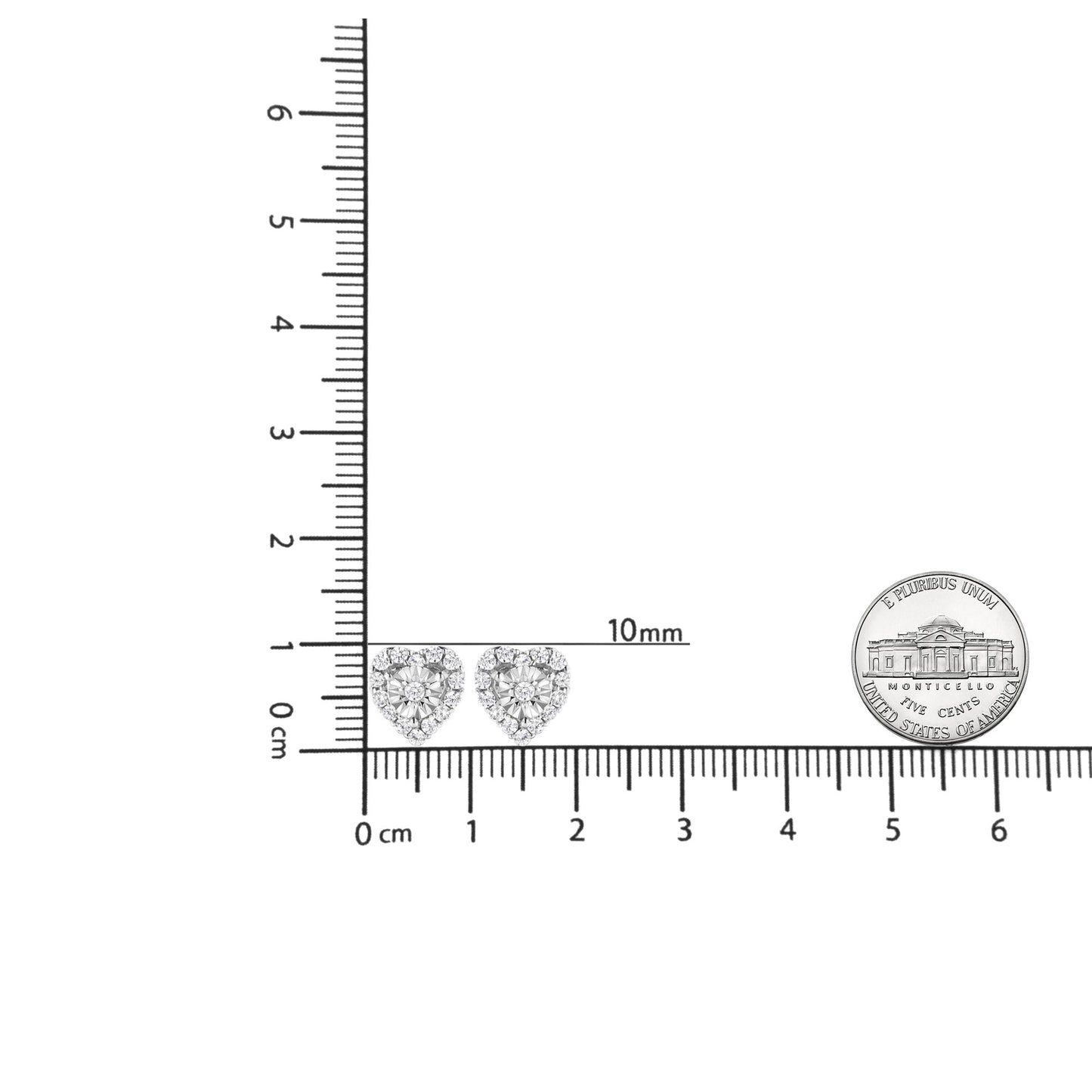 .925 Sterling Silver 1/3 Cttw Miracle Set Round-Cut Diamond Heart Stud Earring (I-J Color, I2-I3 Clarity)