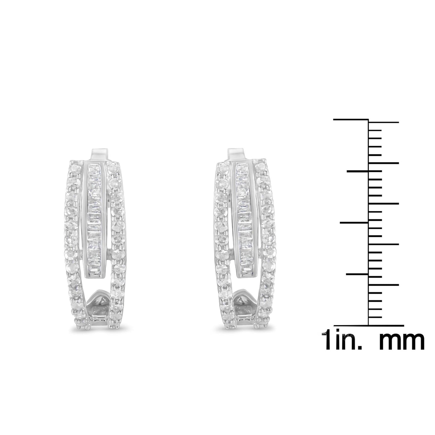 Sterling-Silver Diamond J-Stud Earring (3/4 cttw, I-J Color, I3 Clarity)