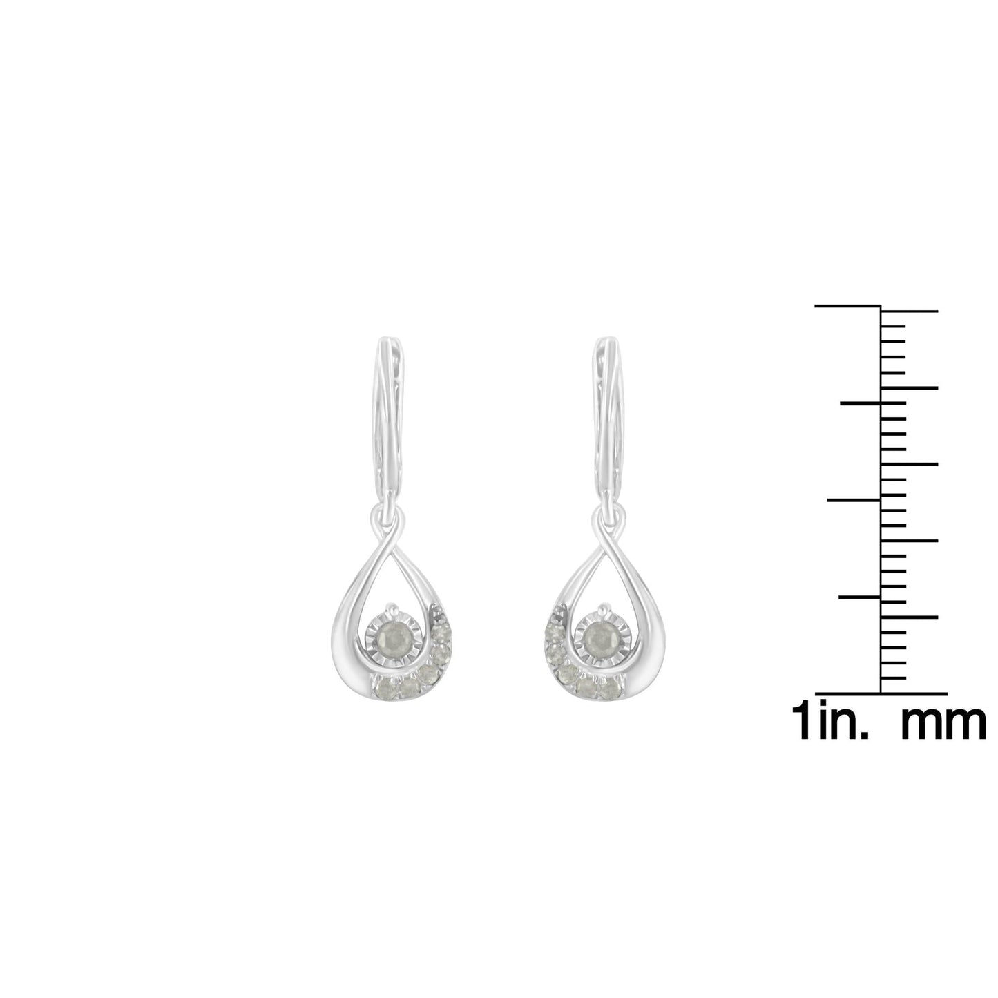 .925 Sterling-Silver 1/5 cttw Miracle-Set Round Diamond Drop and Dangle Hoop Earring (I-J Color, I3 Clarity)