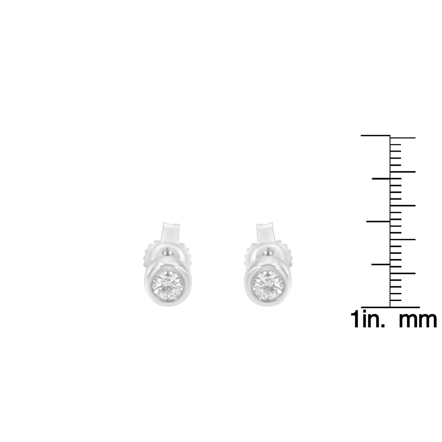 10K Gold 0.15 Cttw Round Brilliant-Cut Near Colorless Diamond Bezel-Set Stud Earrings (H-I Color, I1-I2 Clarity)