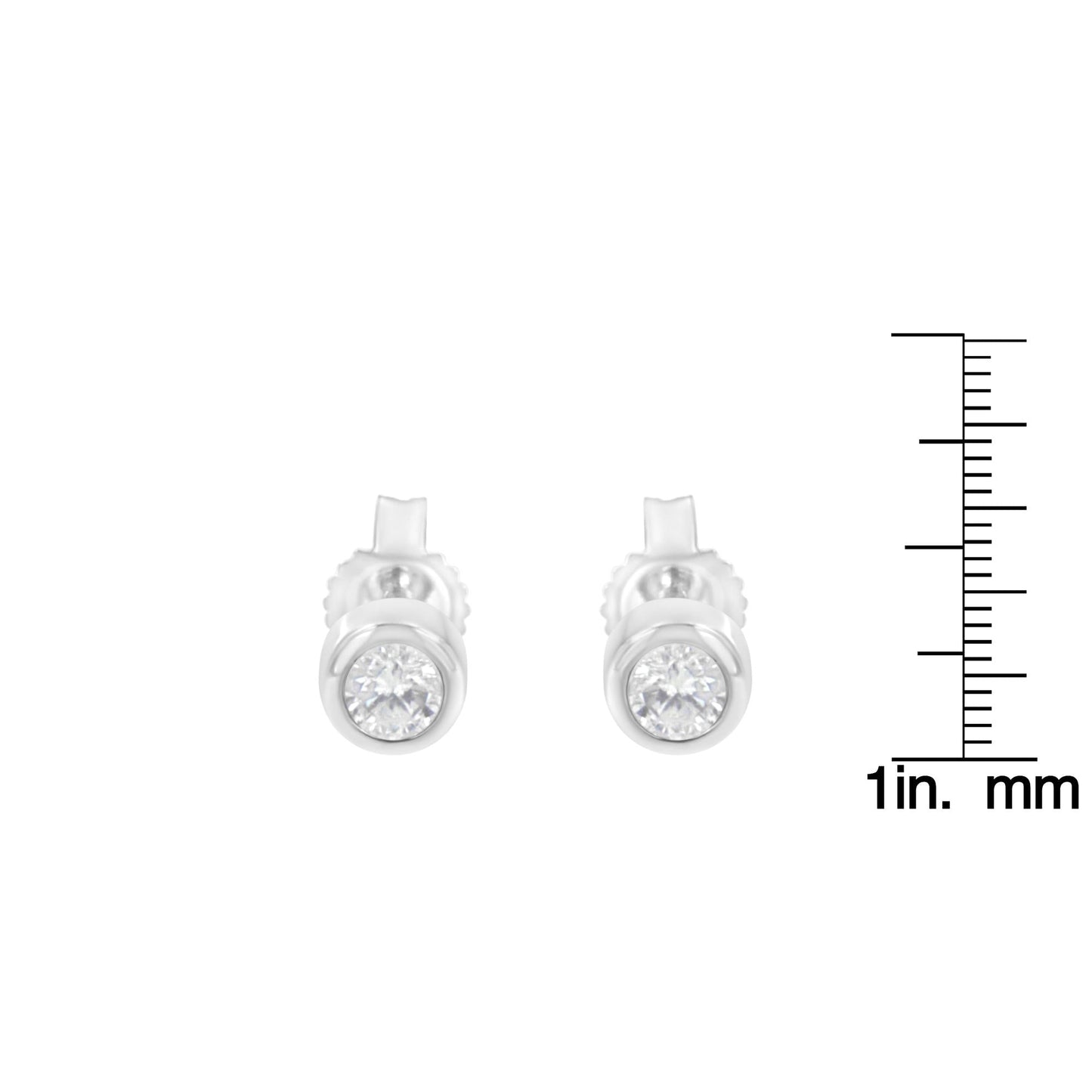 10K Gold 1/5 Cttw Round Brilliant-Cut Near Colorless Diamond Bezel-Set Stud Earrings (H-I Color, I1-I2 Clarity)