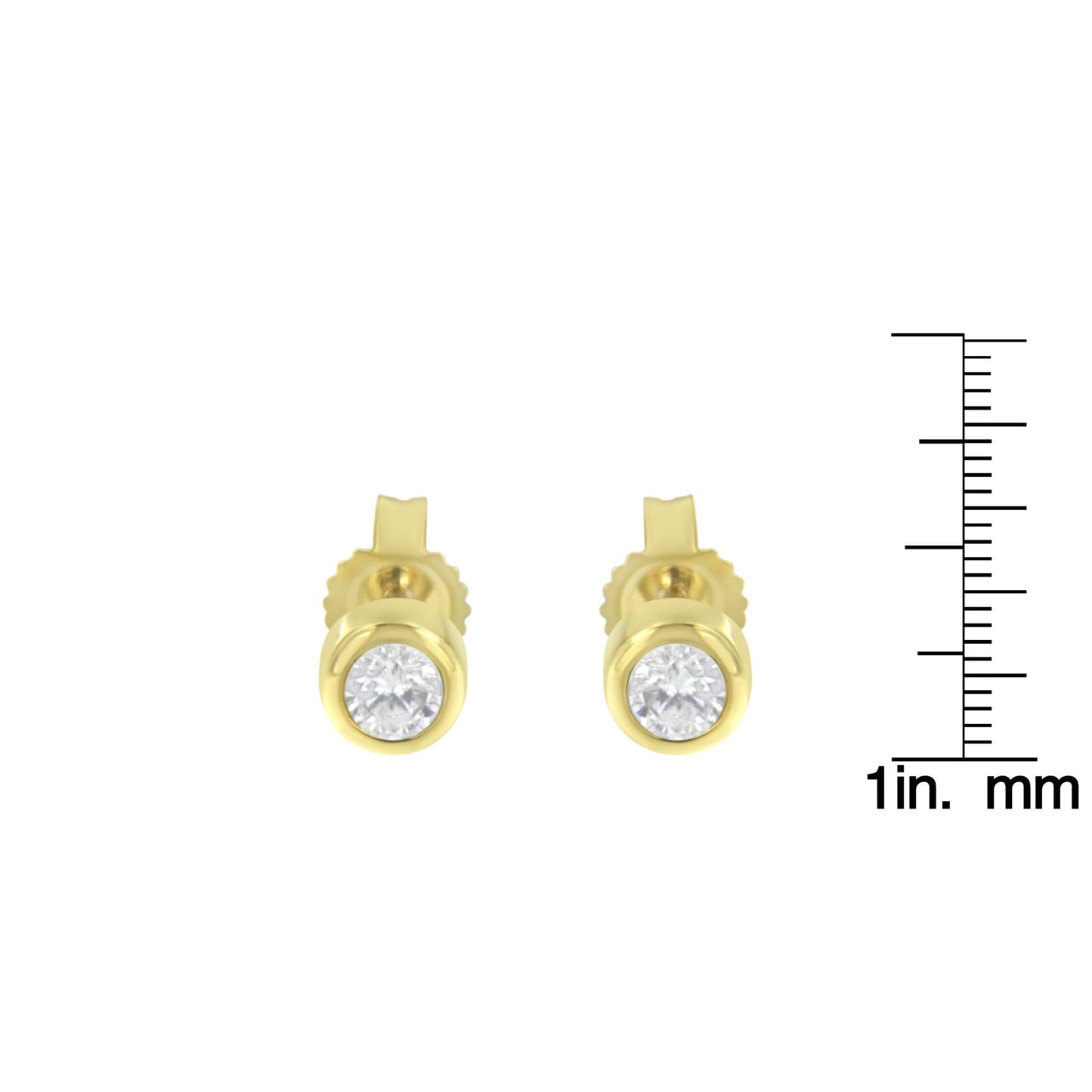 10K Gold 1/5 Cttw Round Brilliant-Cut Near Colorless Diamond Bezel-Set Stud Earrings (H-I Color, I1-I2 Clarity)