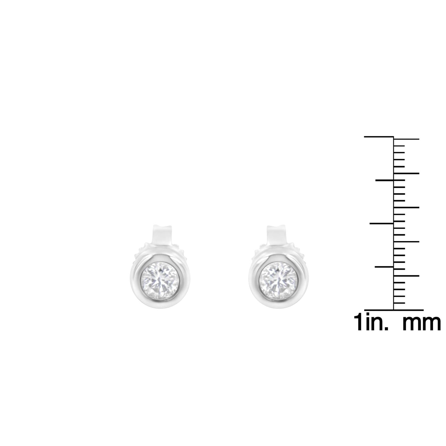 10K Gold 1/4 Cttw Round Brilliant-Cut Near Colorless Diamond Bezel-Set Stud Earrings (H-I Color, I1-I2 Clarity)