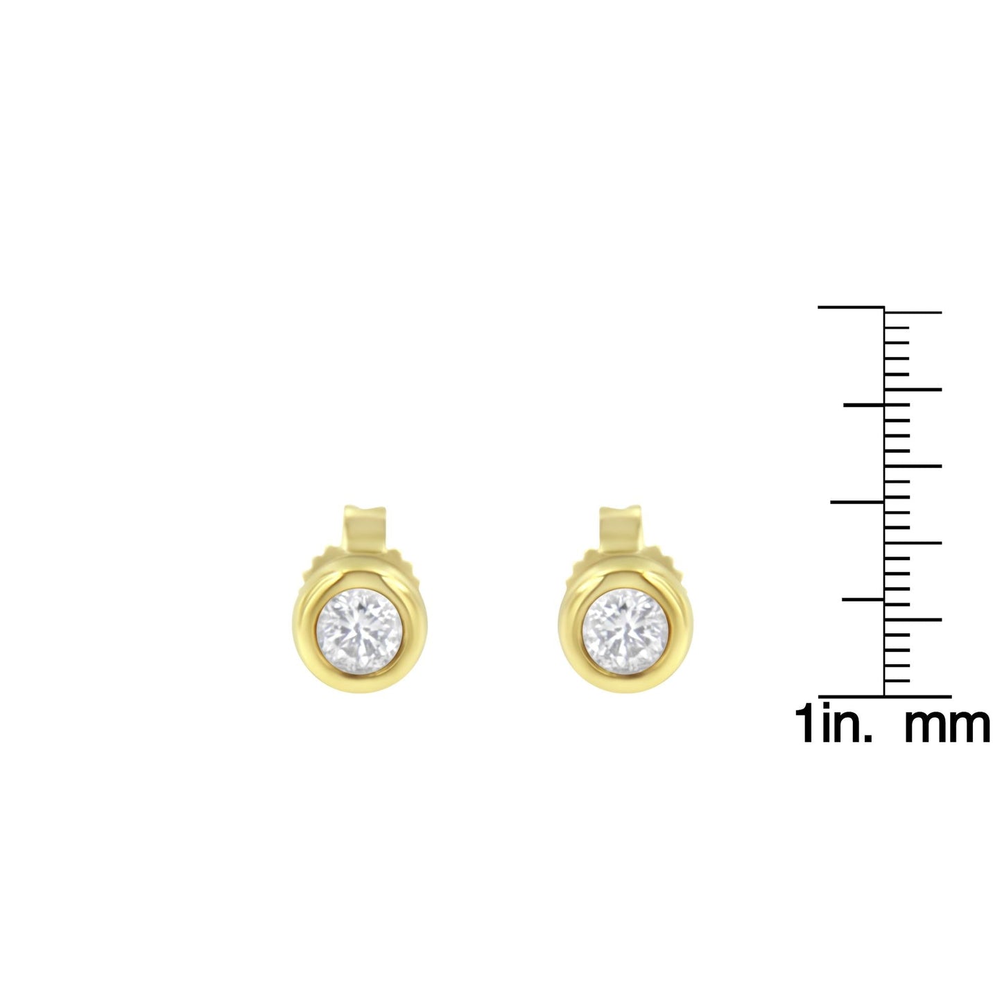 10K Gold 1/4 Cttw Round Brilliant-Cut Near Colorless Diamond Bezel-Set Stud Earrings (H-I Color, I1-I2 Clarity)