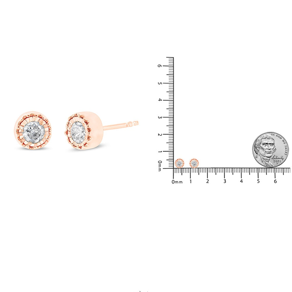 .925 Sterling Silver 3/8 Cttw Solitaire Diamond Miracle Set Stud Earrings (J-K Color, I3 Clarity)