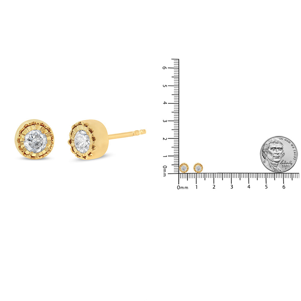 .925 Sterling Silver 3/8 Cttw Solitaire Diamond Miracle Set Stud Earrings (J-K Color, I3 Clarity)