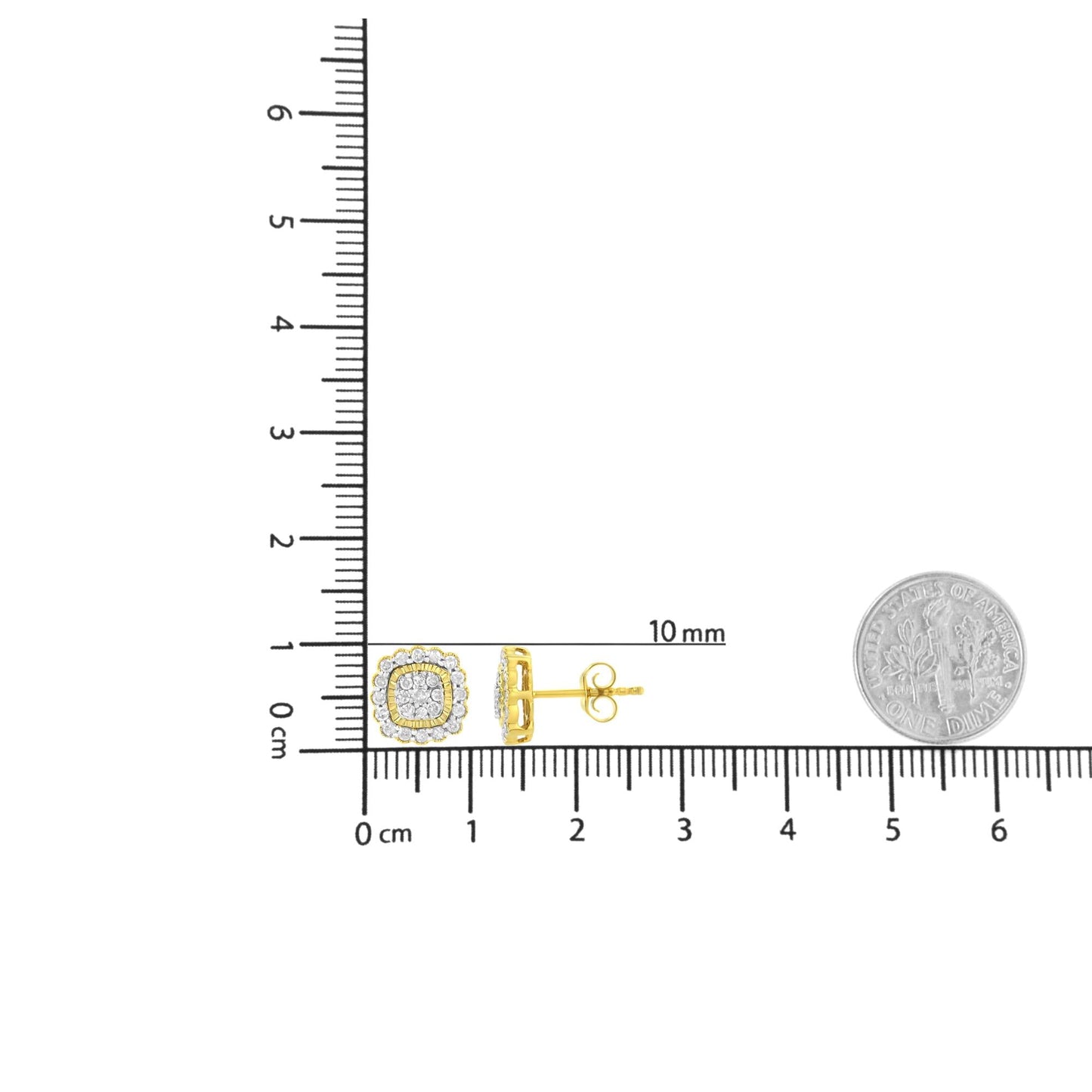 10K Yellow Gold Plated .925 Sterling Silver 1/2 cttw Round-Cut Diamond Halo Sunburst Stud Earrings (I-J Color, I2-I3 Clarity)