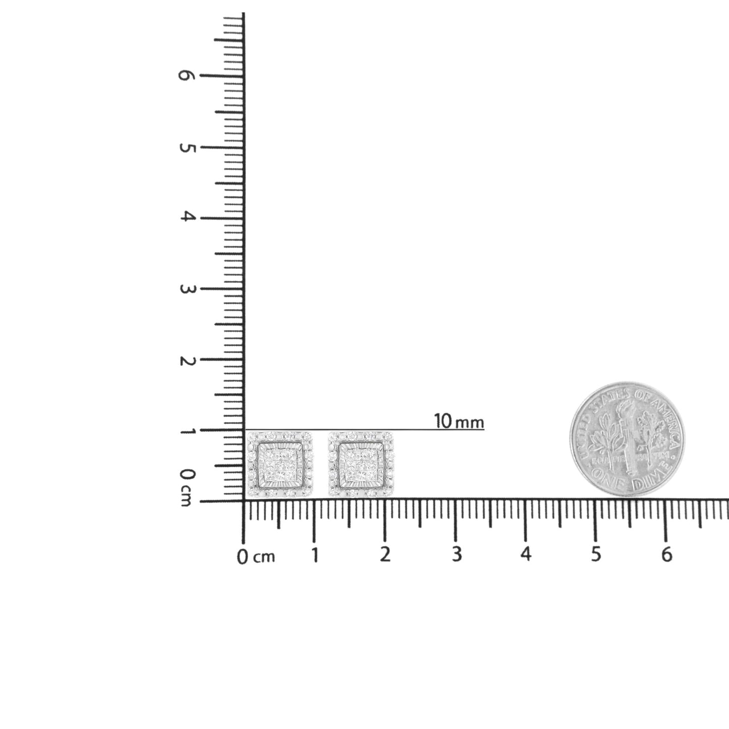 10K White Gold 1/2 cttw Invisible Set Princess-Cut Diamond Square Stud Earring (I-J Color, I1-I2 Clarity)