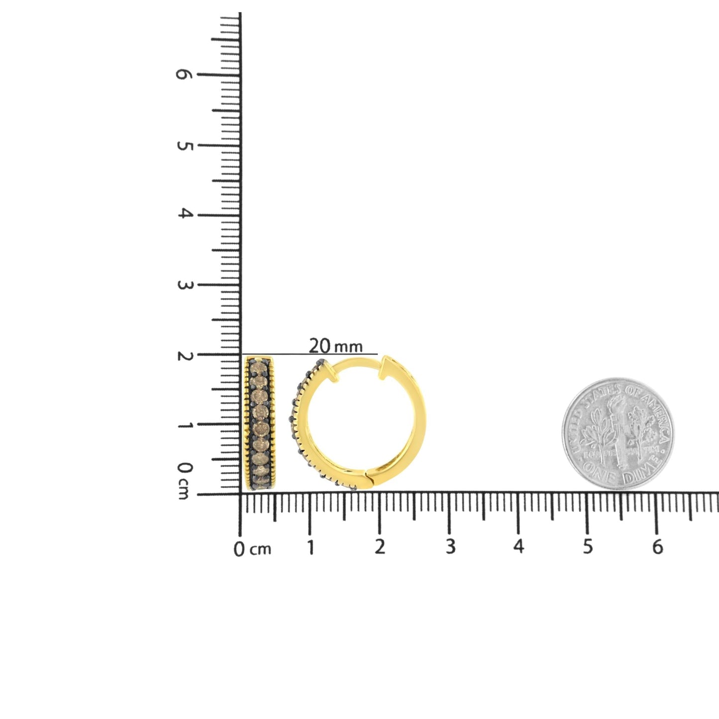 10K Yellow Gold and Black Rhodium 1/2 Cttw Lattice Back Cutout and Round-Cut Diamond Hoop Earring (J-K Color, I1-I2 Clarity)