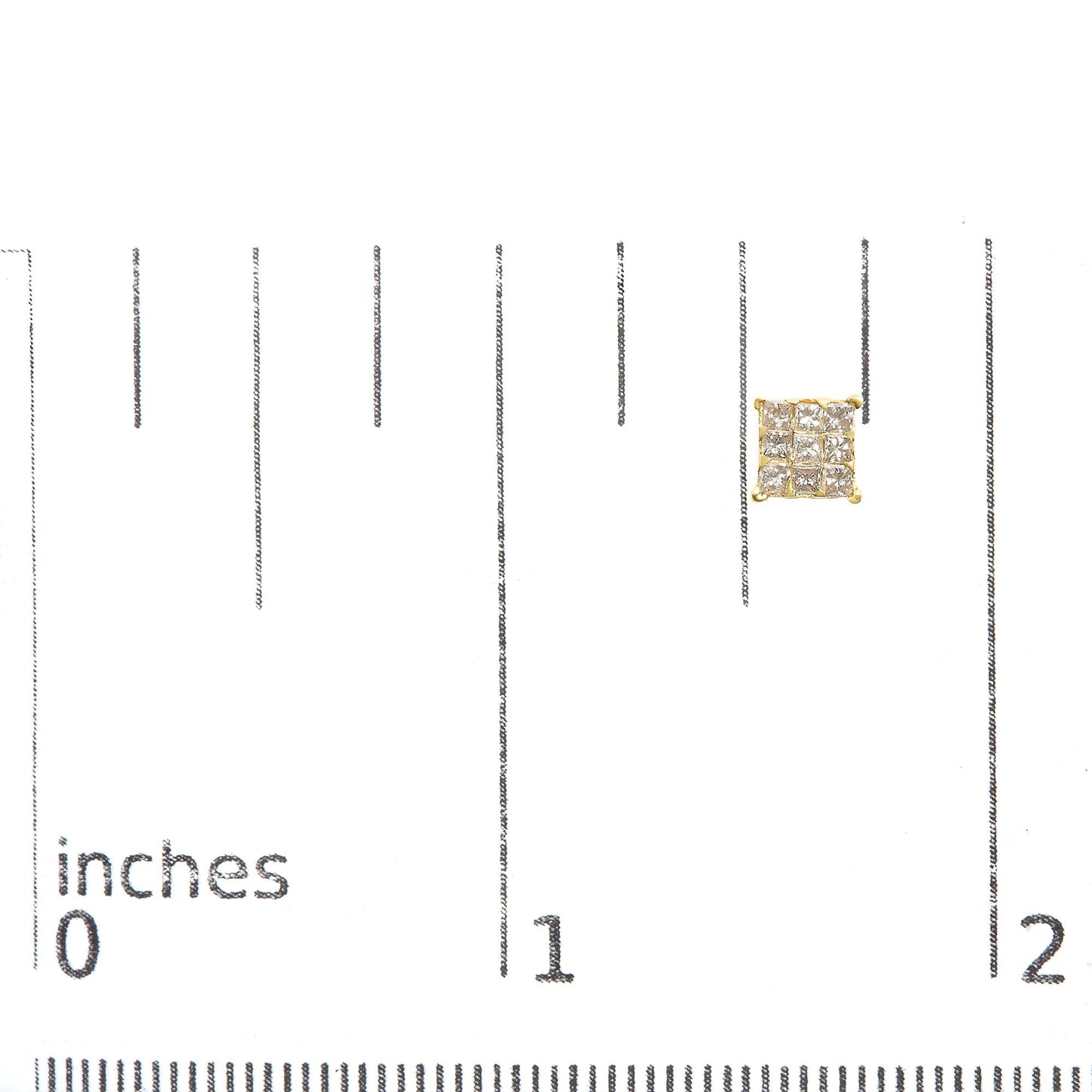 14K Yellow Gold 3/4 Cttw Invisible Set Princess-Cut Diamond 9 Stone Square Stud Earrings (J-K Color, SI2-I1 Clarity)