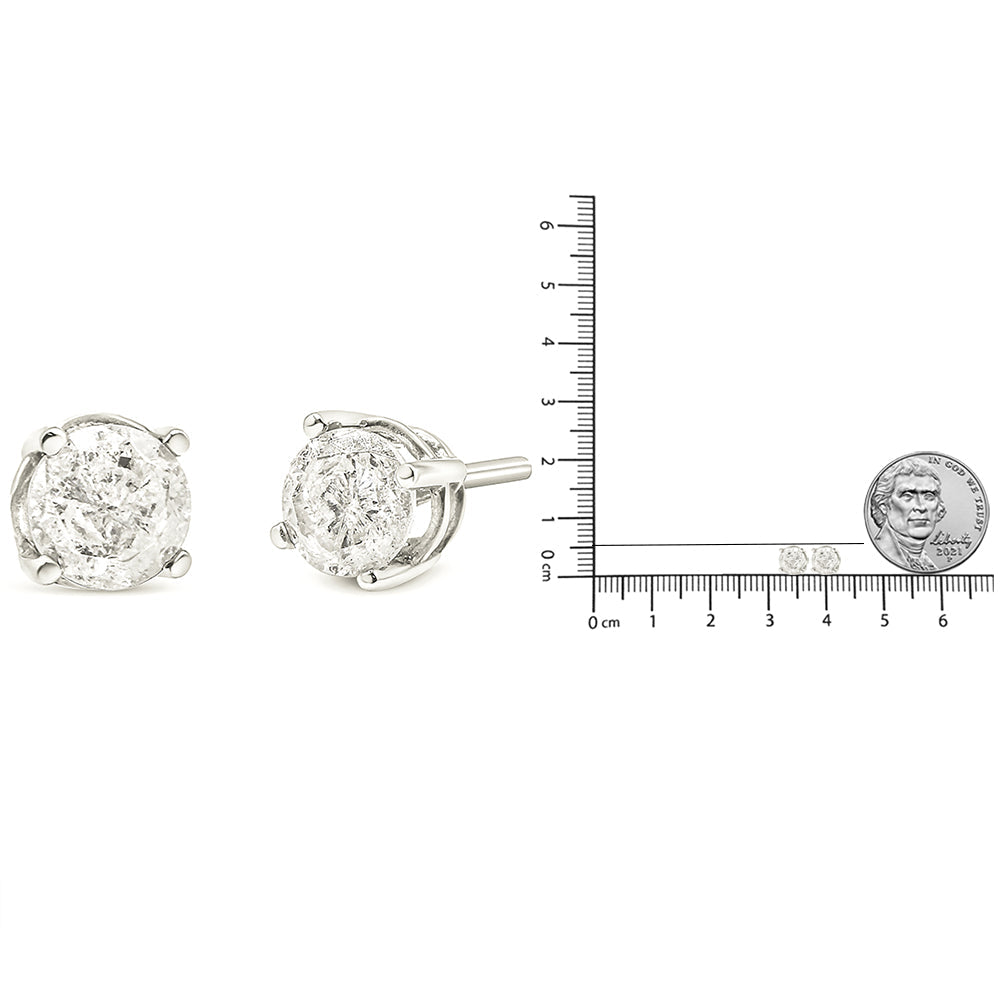 14K White Gold 3/4 Cttw Lab Grown Diamond 4-Prong Classic Stud Earrings (F-G Color, VS2-SI1 Clarity)