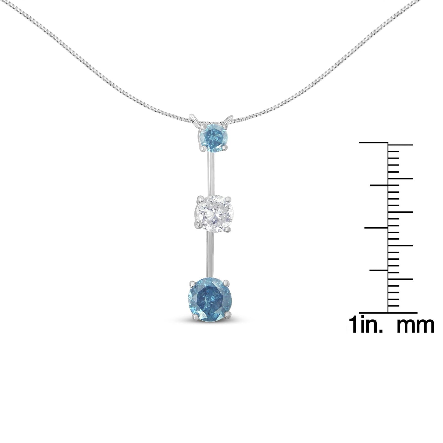 14K White Gold 1 1/2 cttw White and Treated Blue Diamond Pendant Necklace (H-I, I1-I2)