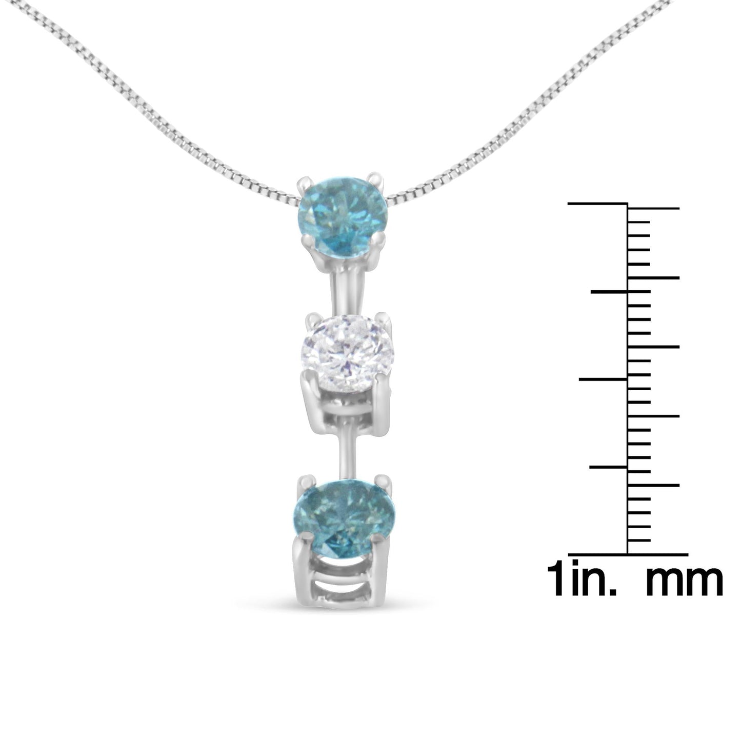 14K White Gold 1 1/3 cttw White and Treated Blue Diamond Pendant Necklace (H-I, SI2-I1)