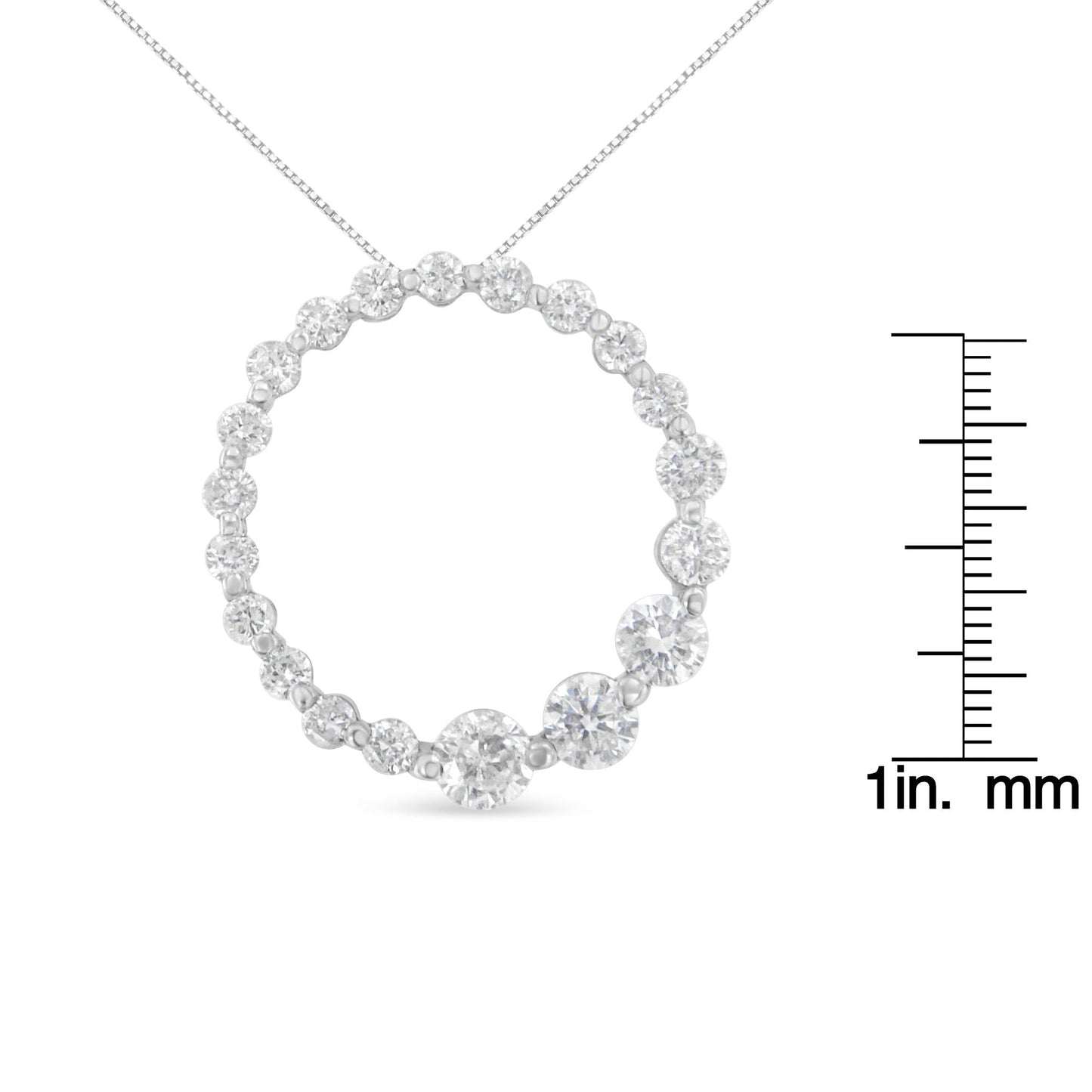 10K Yellow Gold Round Cut Diamond Circle Sparkle Pendant Necklace (1.00 cttw, H-I Color, I1-I2 Clarity)