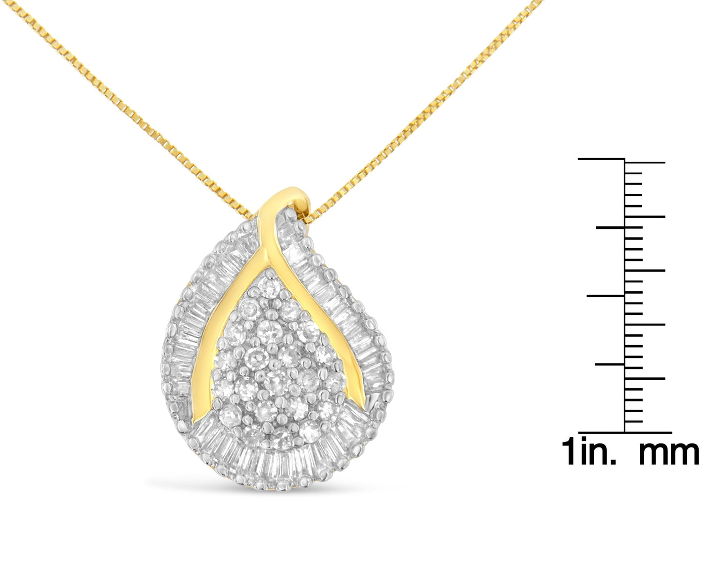 10K Yellow Gold Mixed-Cut Diamond Tear Drop Pendant Necklace (0.5 cttw, J-K Color, I2-I3 Clarity)