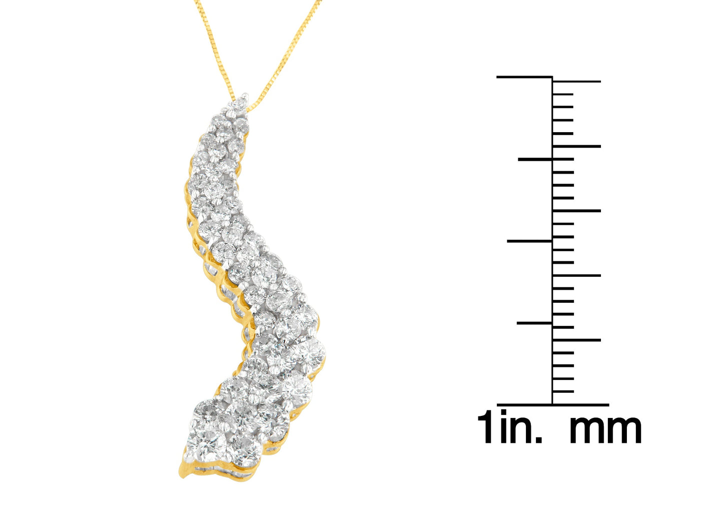 14K Yellow Gold Mixed-cut Diamond Wave Pendant Necklace (3.00 cttw, H-I Color, I1-I2 Clarity)