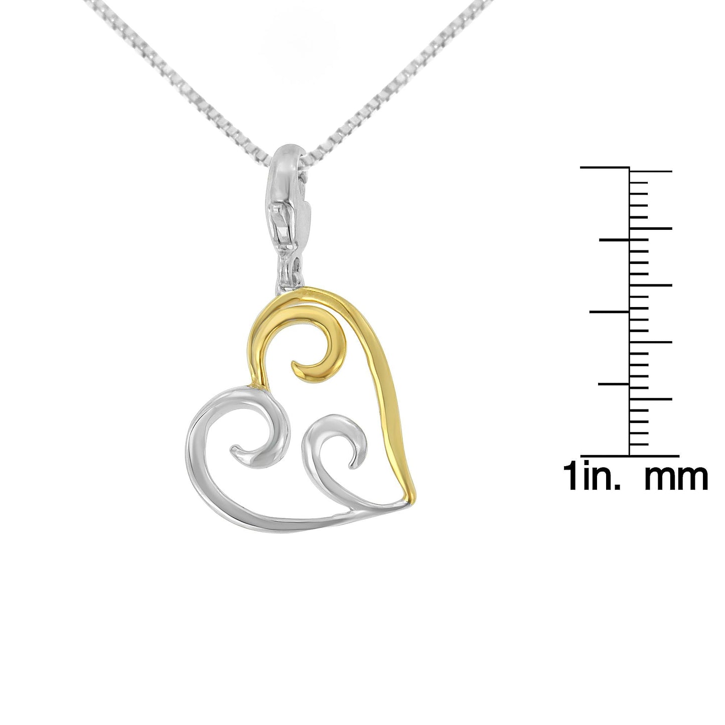 10K Yellow Gold Flashed .925 Sterling Silver Heart-Shaped Pendant Necklace