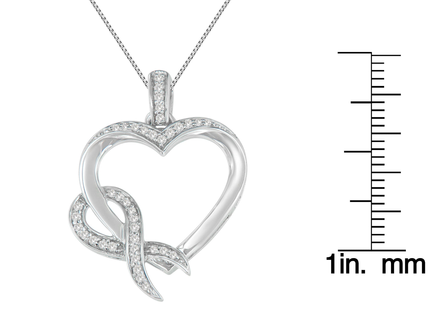 .925 Sterling Silver 1/6 cttw Diamond Heart Pendant Necklace (H-I, I1-I2)